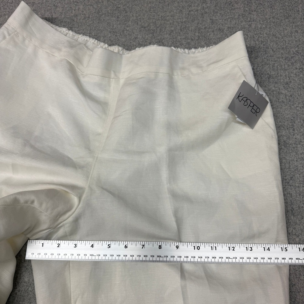 Kasper Linen Blend Wide Leg Trousers XL White Elastic Waist Pockets NWT - Picture 8 of 11